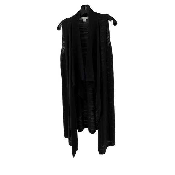 New York & Co Black Open Drape Front Sleeveless Knit Cardigan Sweater Size S - Picture 2 of 13